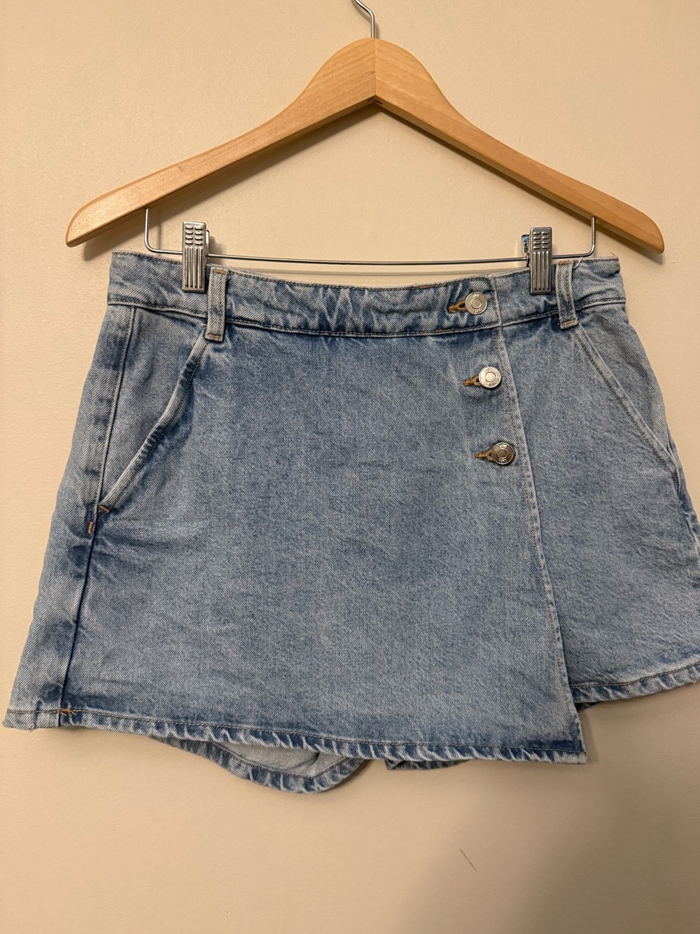 Zara Wrap Denim Skort Light Wash